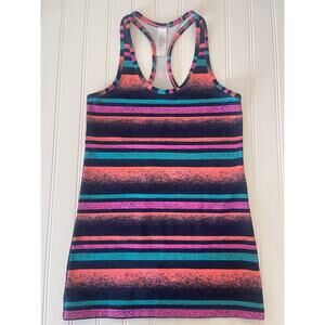 Lululemon Ivivva Colorful Striped Racerback Tank Top Activewear Size Girls 12